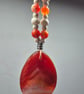 Orange Brown Onyx Agate Teardrop pendant - Image 2