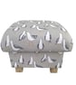 Storage Footstool Seagulls Taupe Fabric Pouffe Seaside Birds Coastal Hassock
