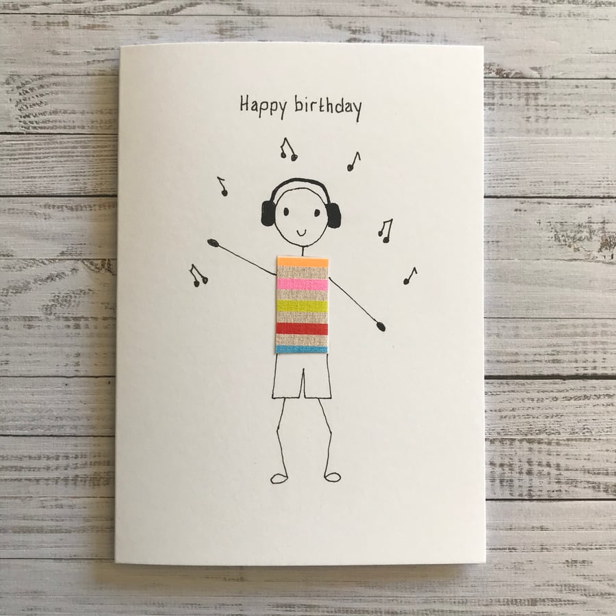 Teenager card, Music card, Personalised