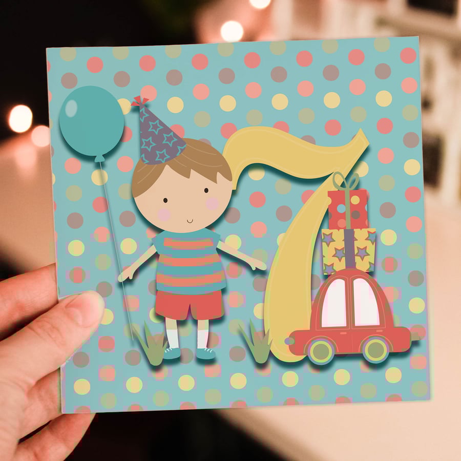 Boy’s 7th birthday card