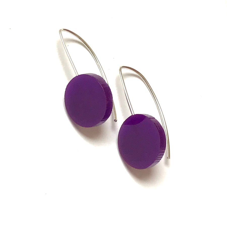 Wee Circle Earrings - Purple