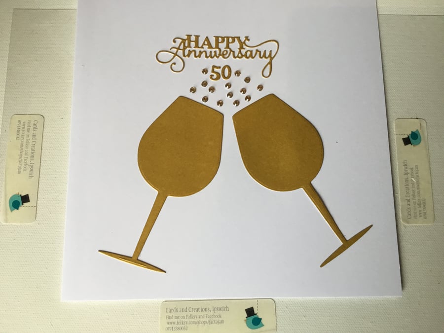 Anniversary card. 50th Anniversary card. Golden anniversary. CC708