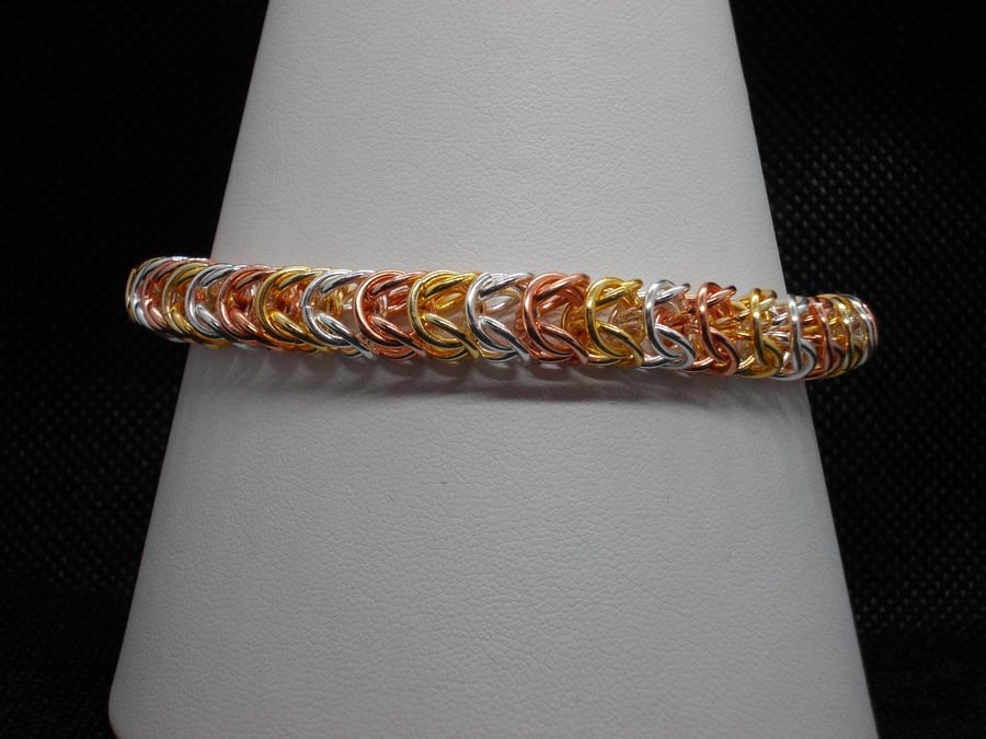 SALE - Three tone chainmaille bracelet