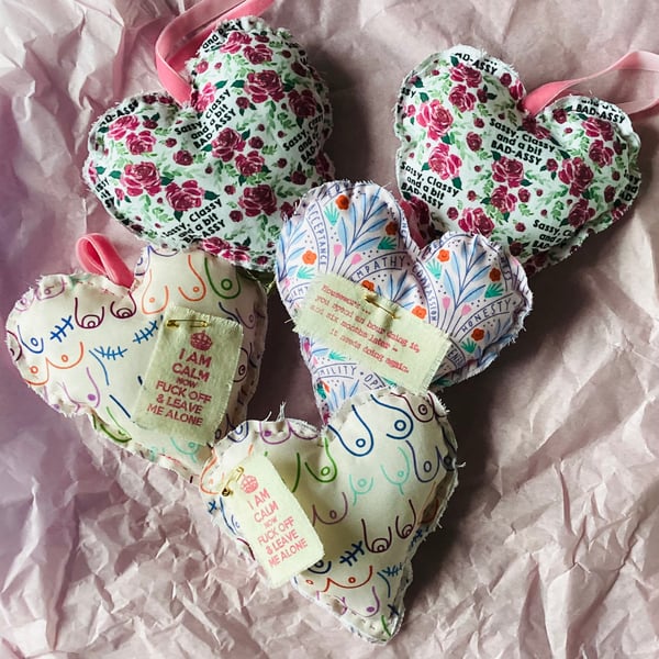 Limited Edition Quirky Lavender, Geranium Rose Shabby Chic Hearts