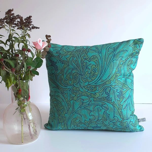  Cushion cover in a William Morris print, updated in green 