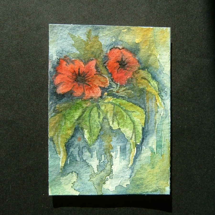 Art painting aceo SFA original paintings floral flowers 93