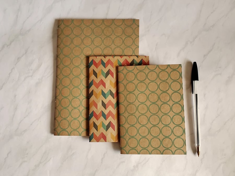 Kraft Notebook Gift Set. A5 & A6, refill notebooks. Gifts for Men 