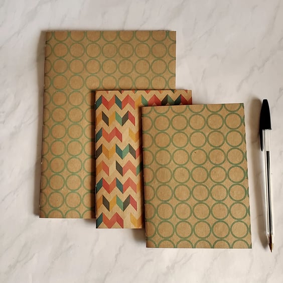 Kraft Notebook Gift Set. A5 & A6, refill notebooks. Gifts for Men. Fathers Day
