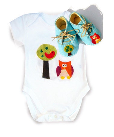 Owl Baby Shoes and Baby grow Gift Set, Baby Booties, Baby Gift