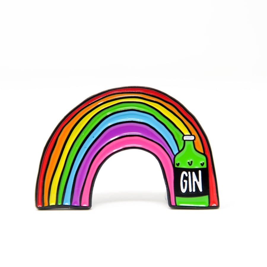Rainbow Gin Enamel Pin Badge
