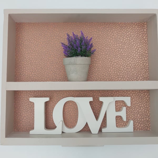 Upcycled drawer wall hanging shelf