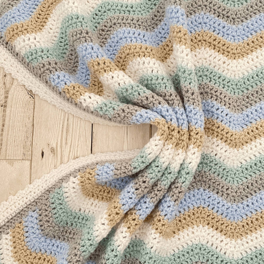 Blue and Grey Crochet Baby Blanket - Handmade  - Perfectly Imperfect