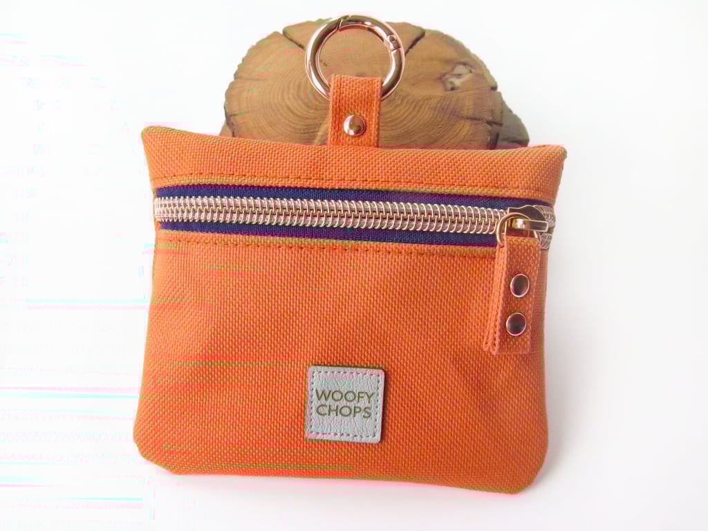 Special Edition Waterproof Dog Treat Bag - Orange with Rose Gold Hardware