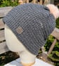 Crochet Slouch Beanie Hat (Grey) - Image 6