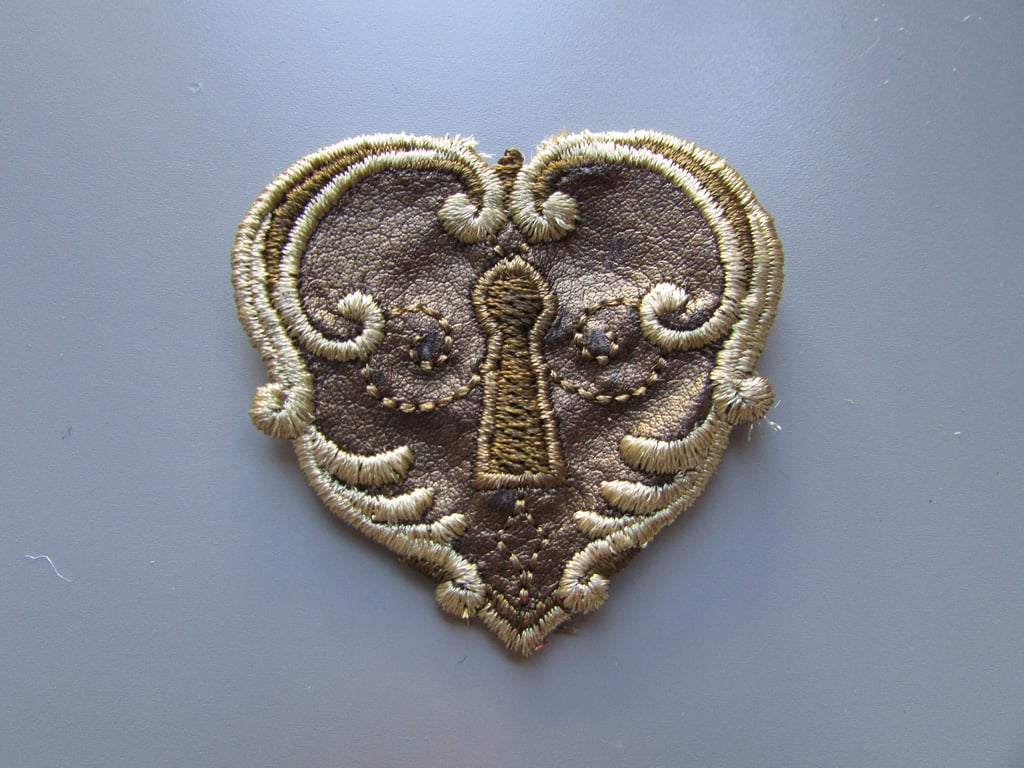 Embroidered Pleather Heart Steampunk Applique