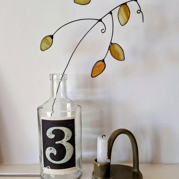 Perfectly Imperfect - Stained Glass Hop Vine, Hop Spray on Stem, Autumnal Gift