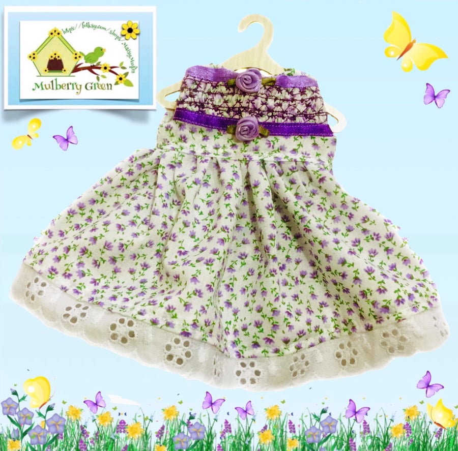 Lavender Sprig Dress with a Smocked Yoke
