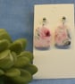 Rounded Rectangle Floral Drop Earrings - Image 2