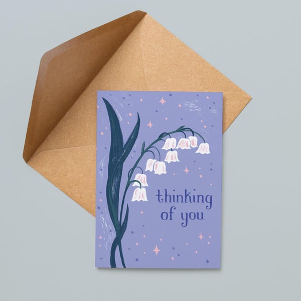 Thinking Of You Cute Greetings Card Floral Botanical Unique Love Bereavement