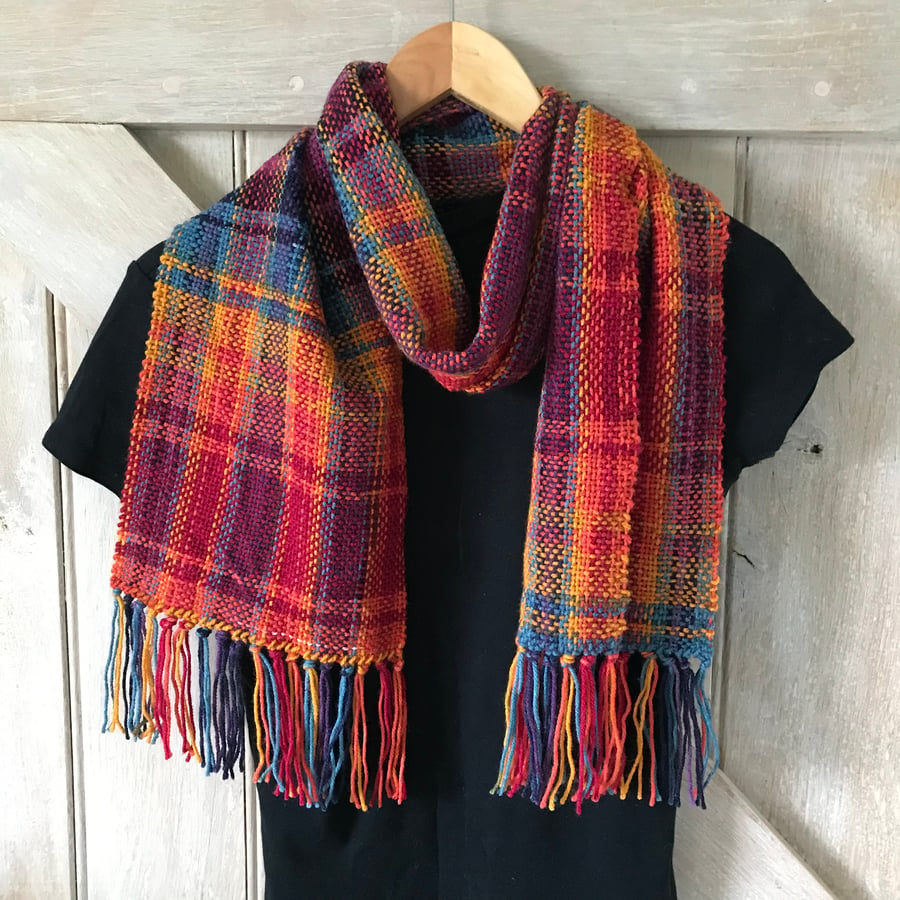 Hand woven scarf - Rainbow