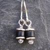 Reels - silver and black coral hoop earrings