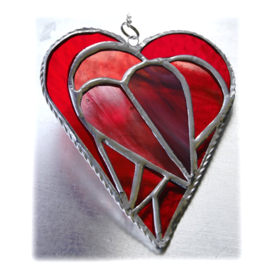 Triple Heart Stained Glass Suncatcher 004