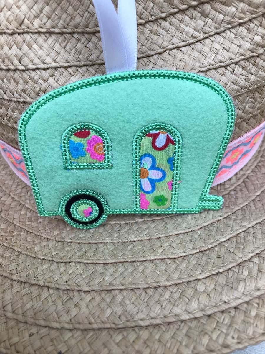 Retro style felt caravan hanging 