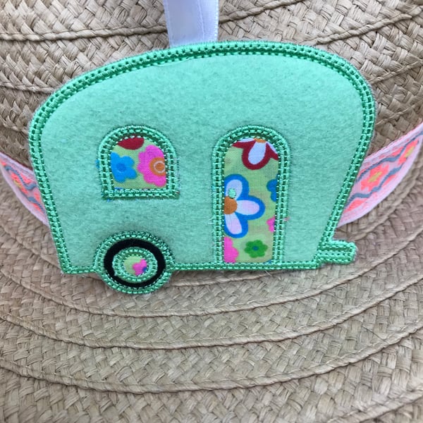 Retro style felt caravan hanging 