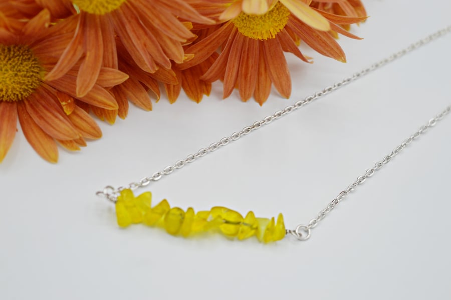 Yellow Jade Bar Necklace - Free Postage