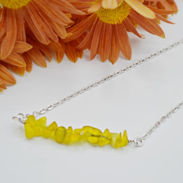 Seconds Sunday Yellow Jade Bar Necklace Fre... Folksy