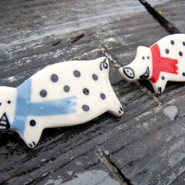 2 Christmas Pig Brooches