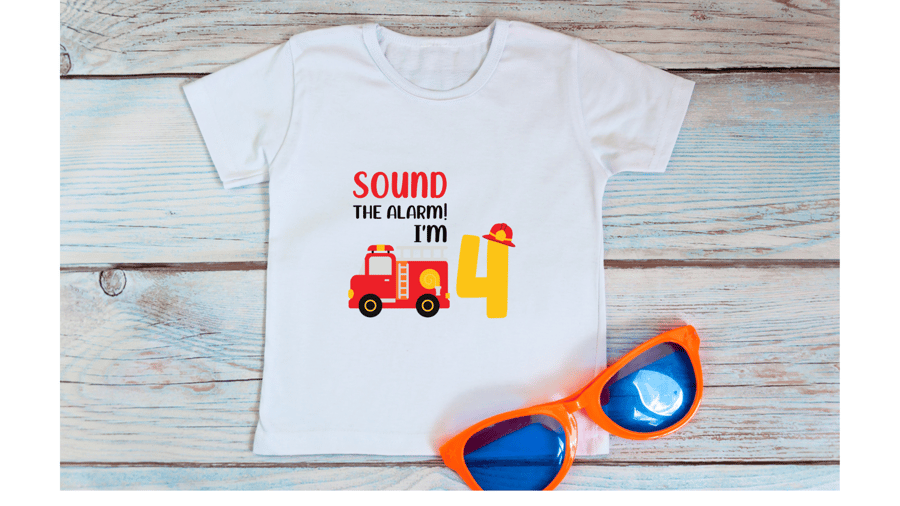 Fire Engine 4th birthday T Shirt