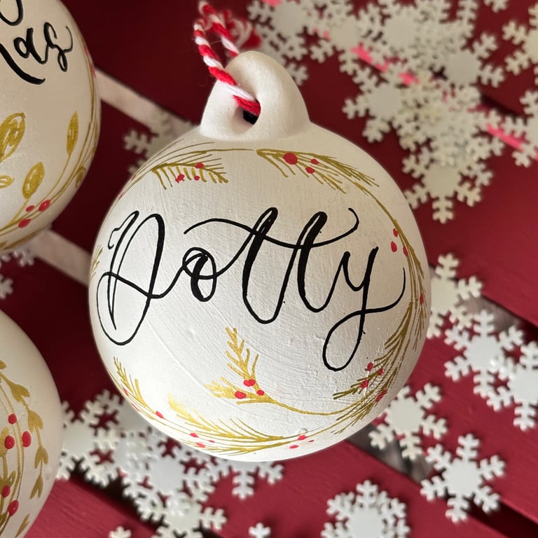 Personalised Ceramic Christmas Bauble, Christmas Tree Decoration 
