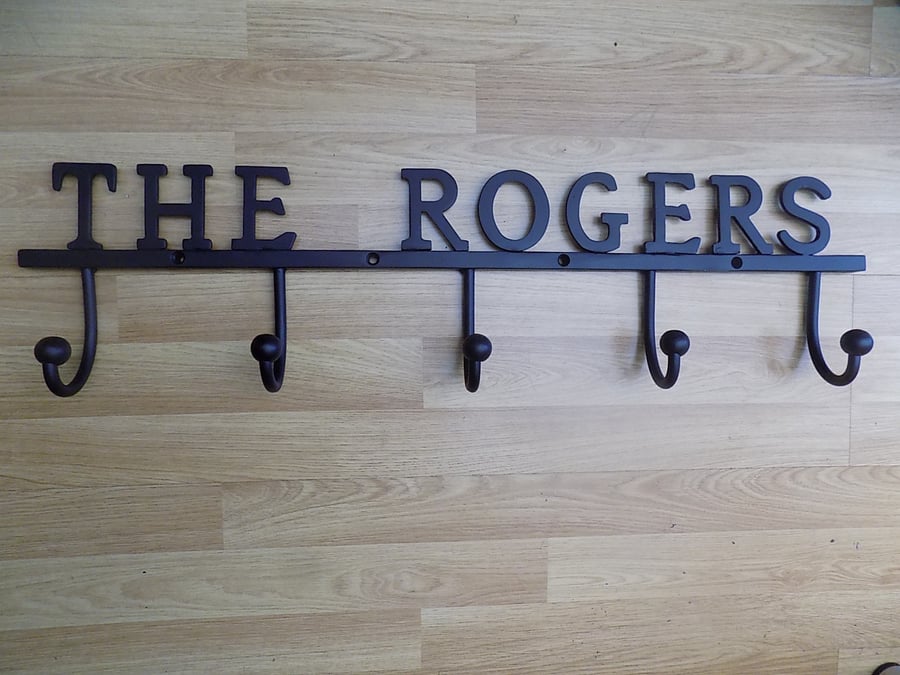 Custom Made Lettered Coat Hook........................Wrought Iron (Forge Steel)