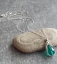 Teal teardrop pendant, Deep aqua crystal necklace, Raindrop - Image 4