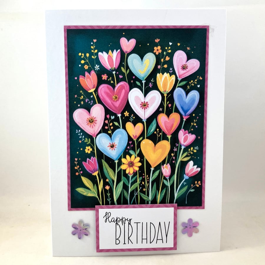 Birthday card - bright spring flowers