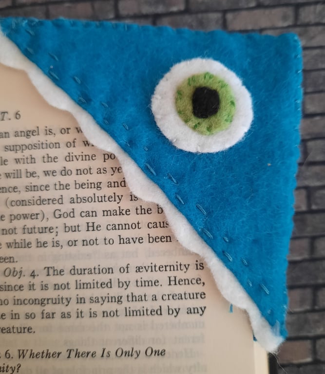 Blue Monster Corner Bookmark