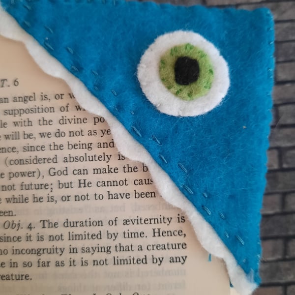 Blue Monster Corner Bookmark