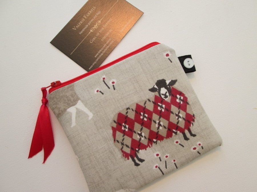 SALE Red Sheep  Coin Purse