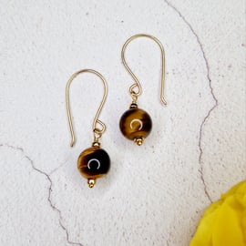 Tigers Eye Bead Earrings