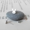 mini bunny rabbit earring studs, handmade in sterling silver