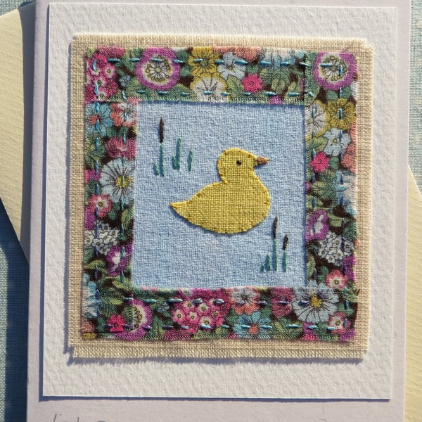 Little Duckling hand-stitched card, early years birthday card, or any age!