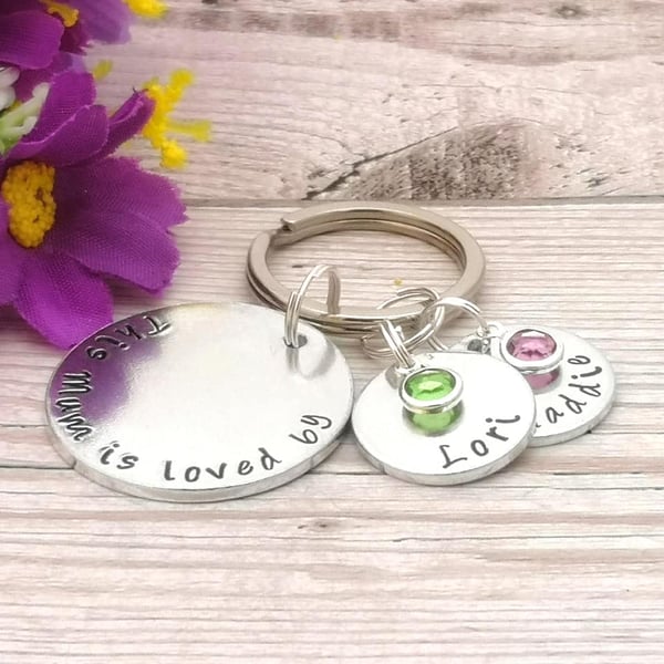 This Mum Belongs To Keyring With Birthstone Crystals - Mum Birthday Gift - Mummy