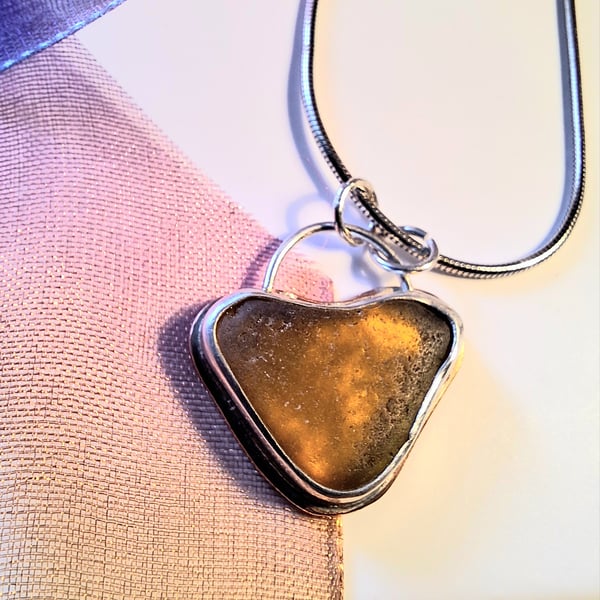 Yellow Seaglass Heart