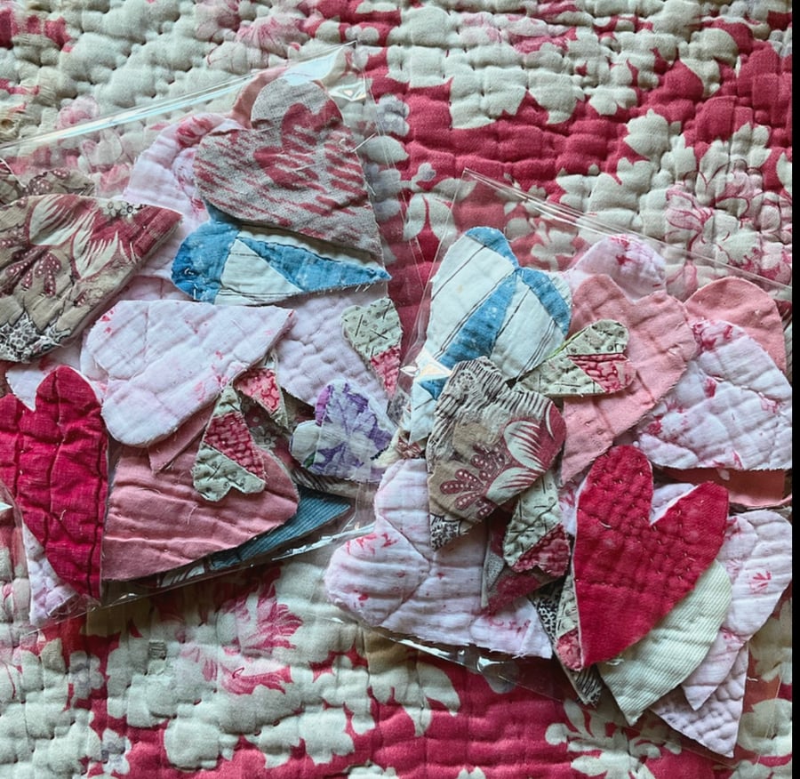 Vintage quilt hearts