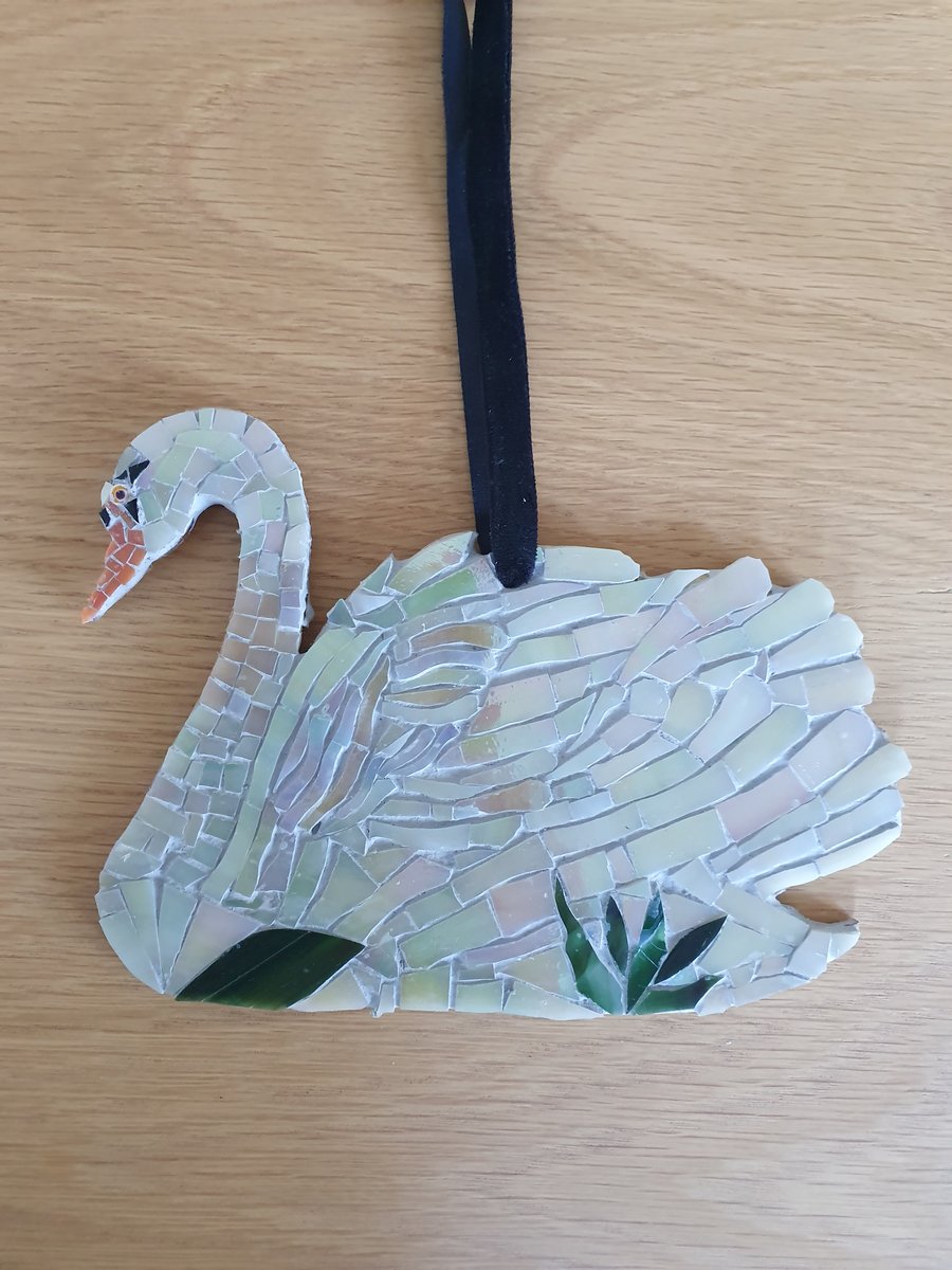 Swan Mosaic, Mosaic Swan, Bird Mosaic, Mosaic Bird, Swan Wall Hanging, Christmas