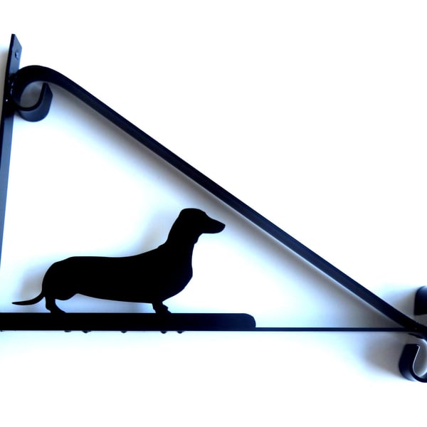 Dachshund (Sausage Dog) Silhouette Scroll Style Hanging Basket Bracket