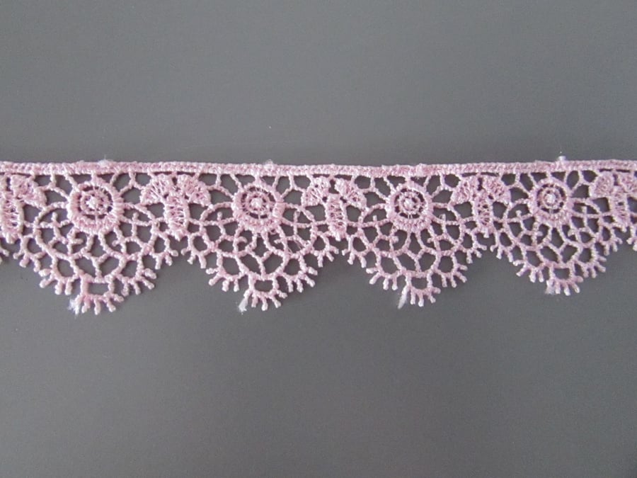 Delicate Light Pink Venise Guipure Lace sold by the metre