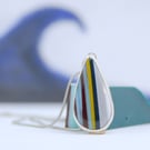 Cornish surfite pendant - grey, navy, yellow