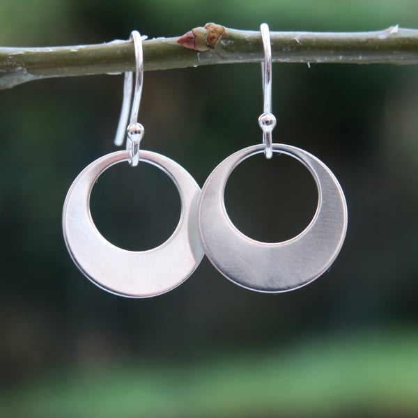 Open Circle Dangle Earrings, Simple and Modern Sterling Silver Earrings